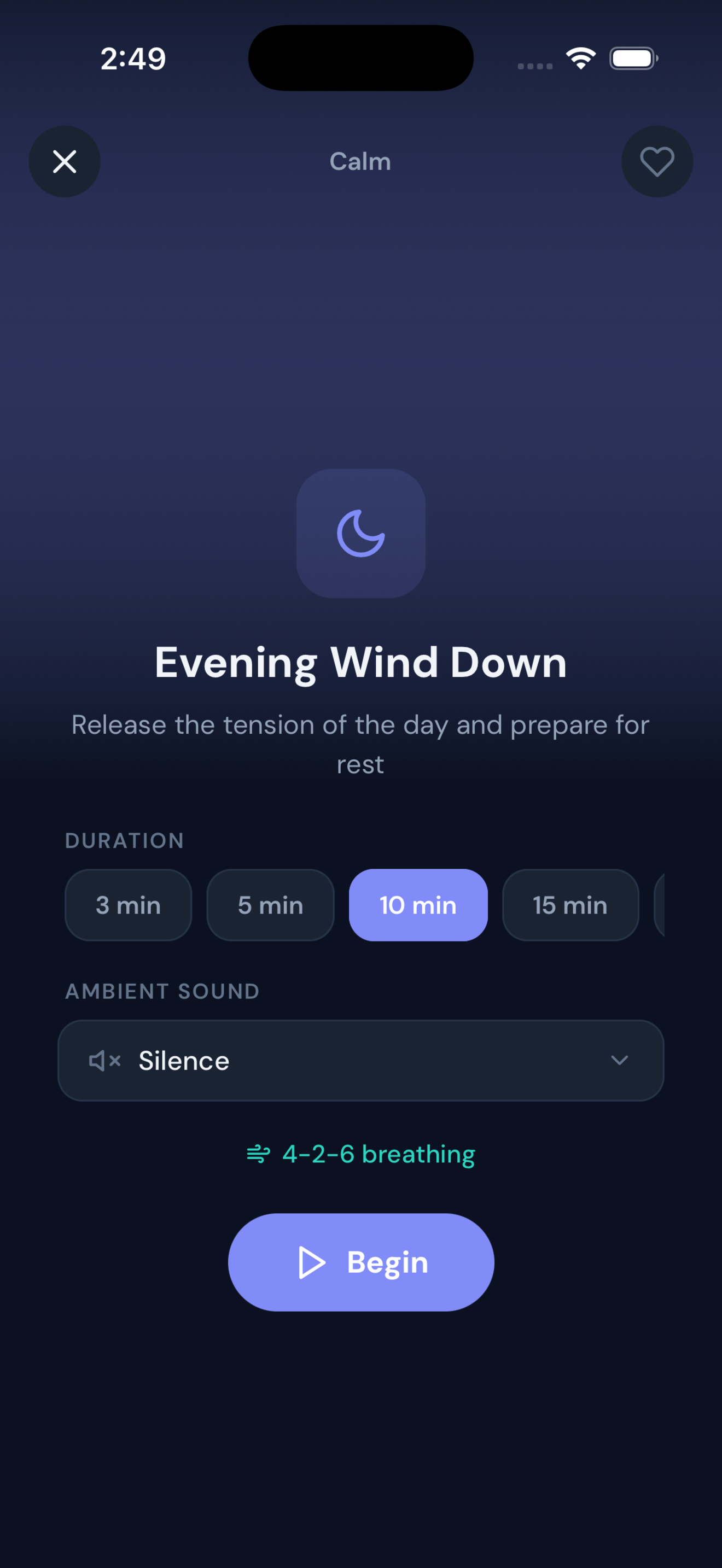Evening Wind Down — Calm session detail