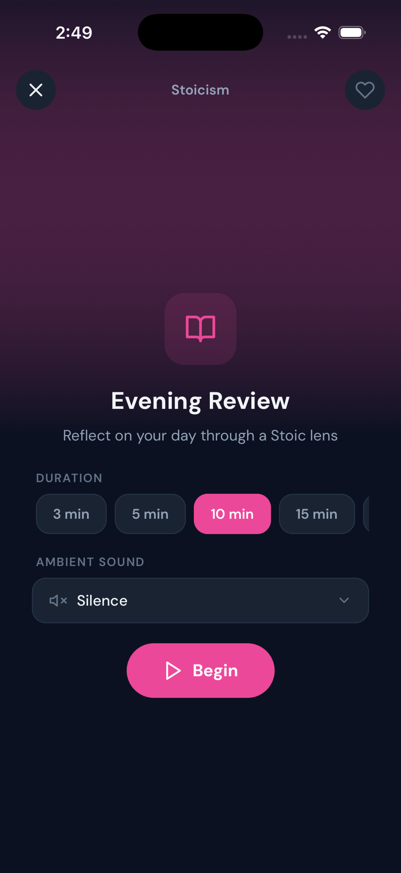 Evening Review — Stoicism session